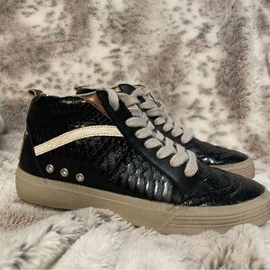 Step Up Your Style: Black Python High-Top Sneakers